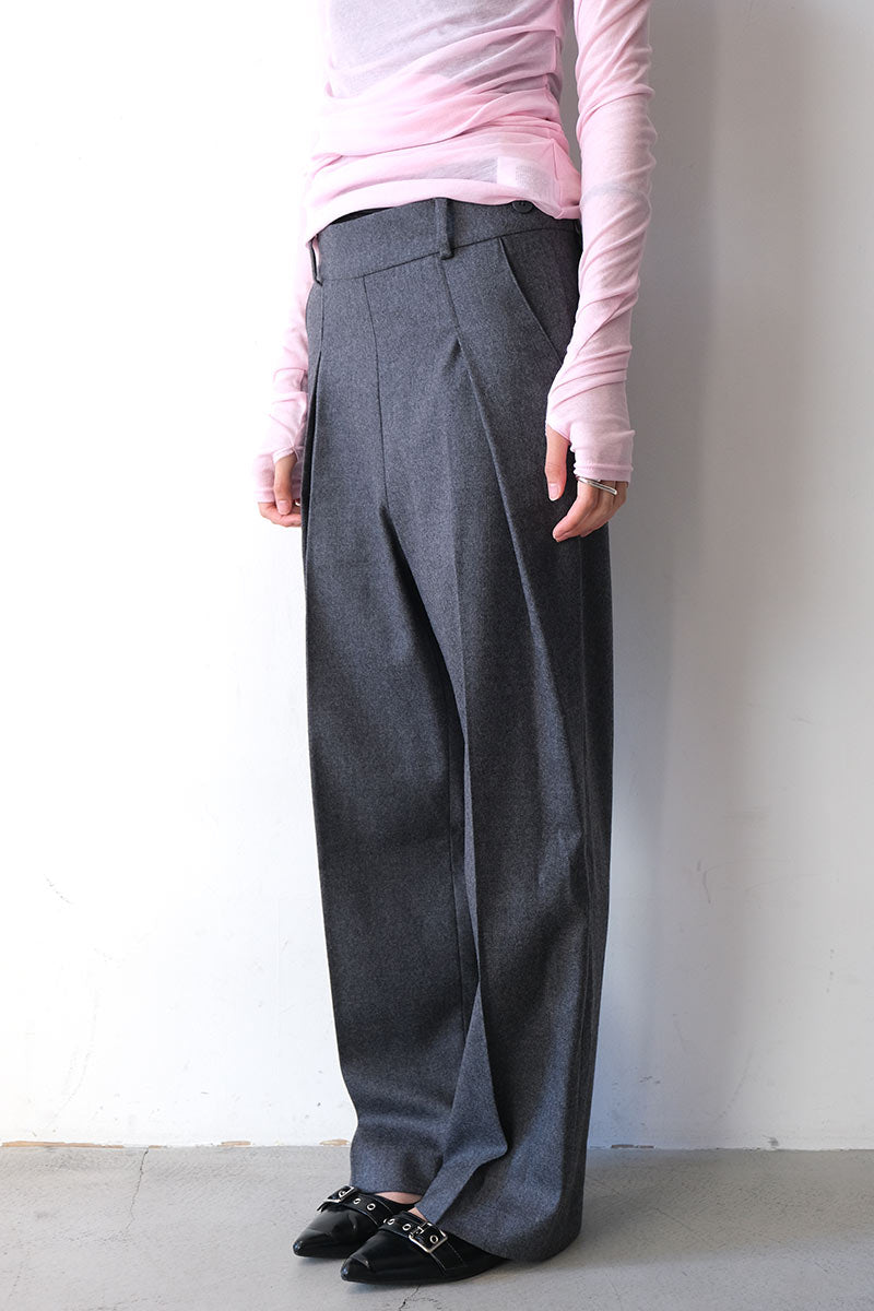 SOFT WOOL SIDE BUTTON FLY SLACKS / TOP GRAY
