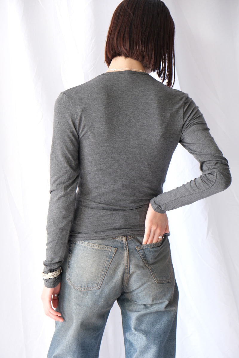 EUCALYPTUS JERSEY CACHE-COEUR TOP / TOP GRAY