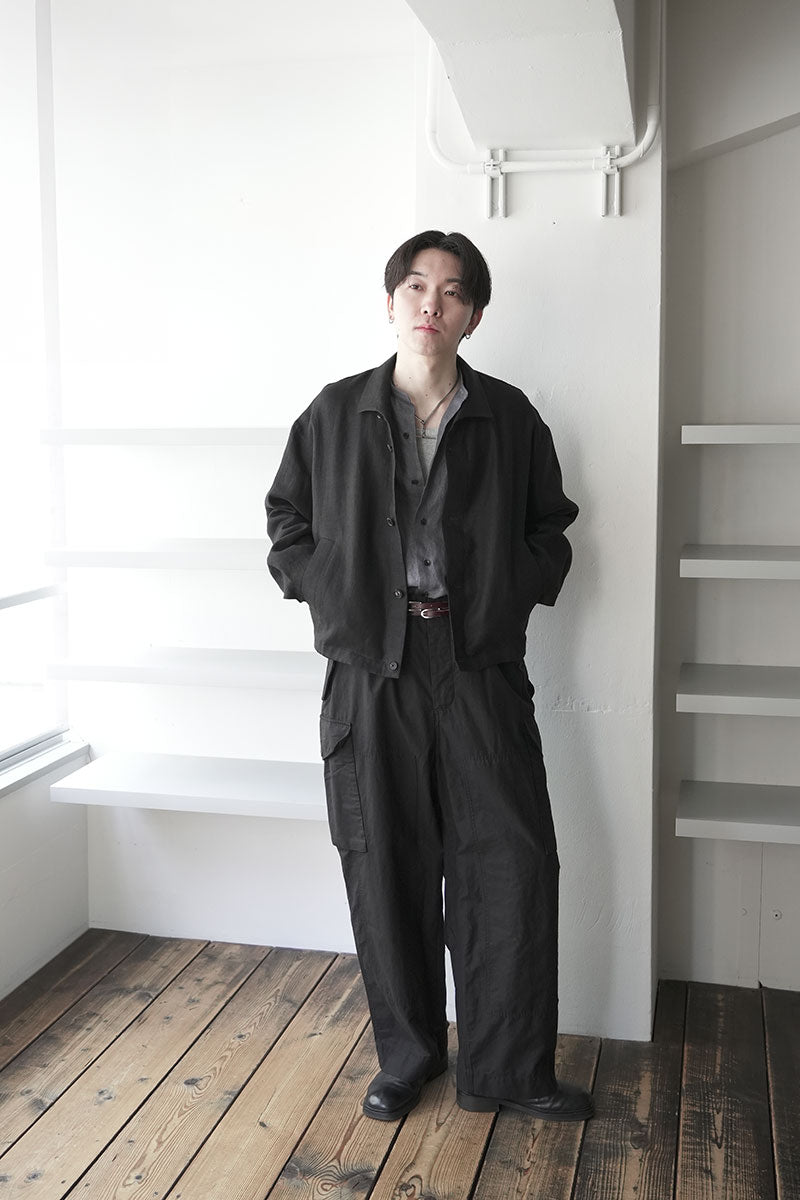 SHARK COLLAR JACKET LINE HEMP TWILL / BLACK [神戸店]