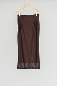 SHEER TRICOT SKIRT WITH INNER / CHOCOLATE