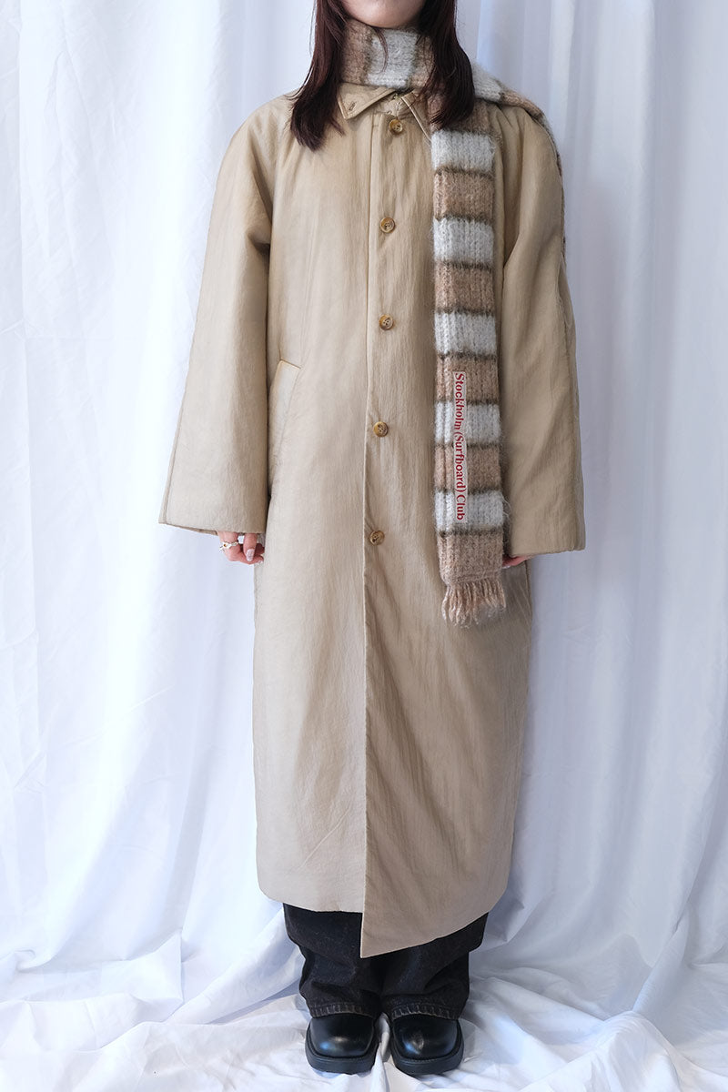 SHEER NYLON PATTED LONG COAT / BEIGE