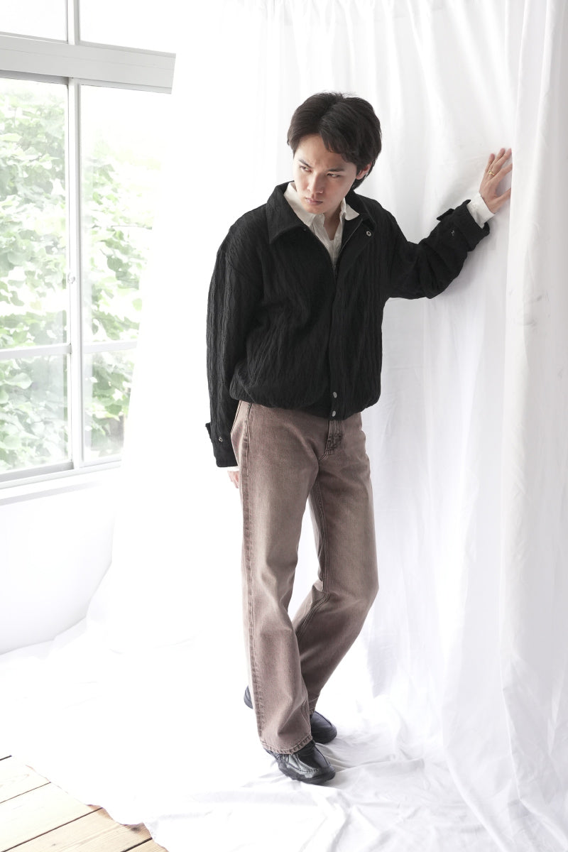 DIAMOND QUILT KNIT JACKET / BLACK