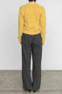 NYLON FUR KNIT CARDIGAN / YELLOW
