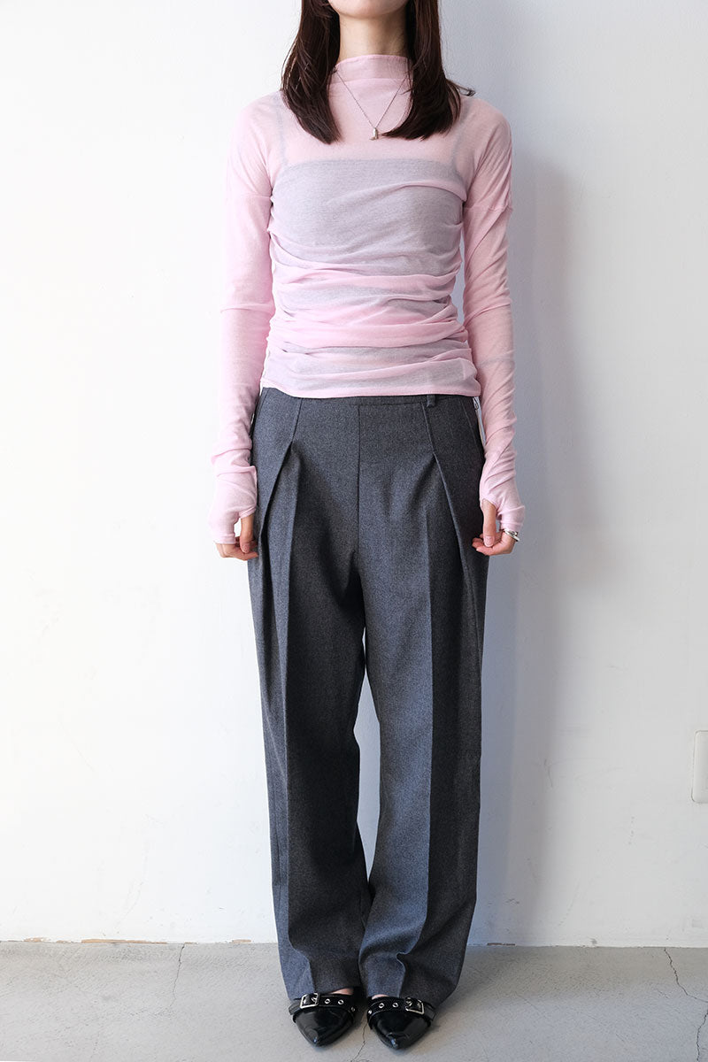 SOFT WOOL SIDE BUTTON FLY SLACKS / TOP GRAY