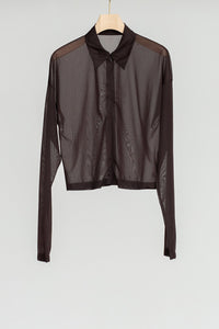 SHEER TRICOT FRONT ZIP JACKET / CHOCOLATE