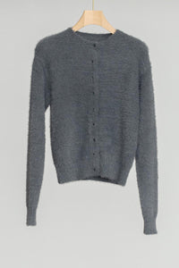 NYLON FUR KNIT CARDIGAN / GRAY