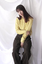 Load image into Gallery viewer, NYLON FUR KNIT CARDIGAN / YELLOW