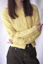 Load image into Gallery viewer, NYLON FUR KNIT CARDIGAN / YELLOW