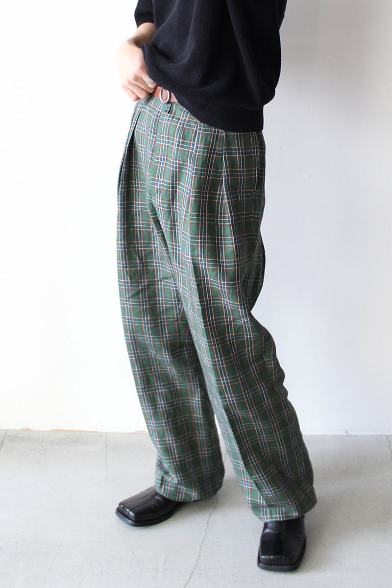 LINEN H CHECK WIDE TYPE1 / GREEN