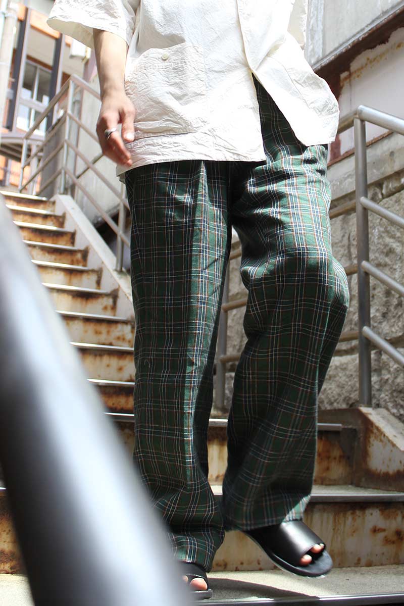 NEAT LINEN H CHECK WIDE TYPE1 リネン　46 NEAT | LINEN H CHECK WIDE TYPE1 / GREEN リネンチェック
