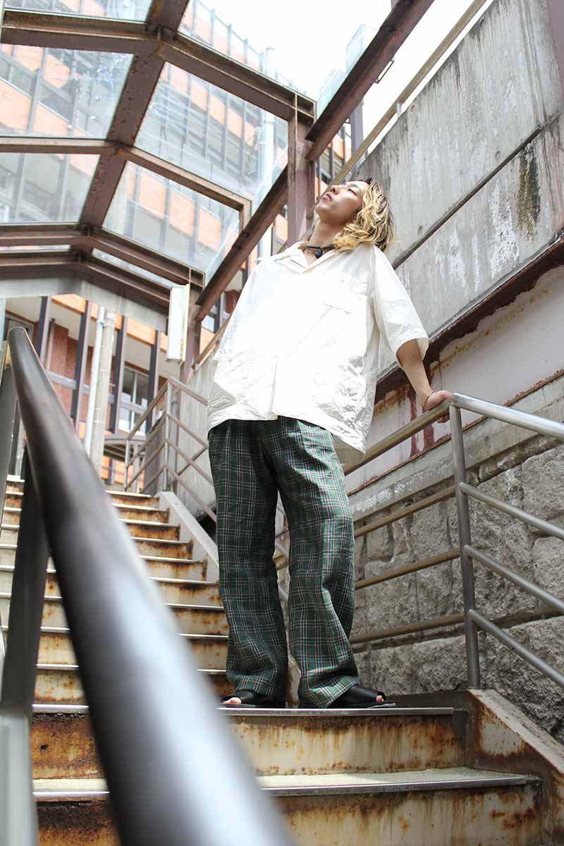 LINEN H CHECK WIDE TYPE1 / GREEN