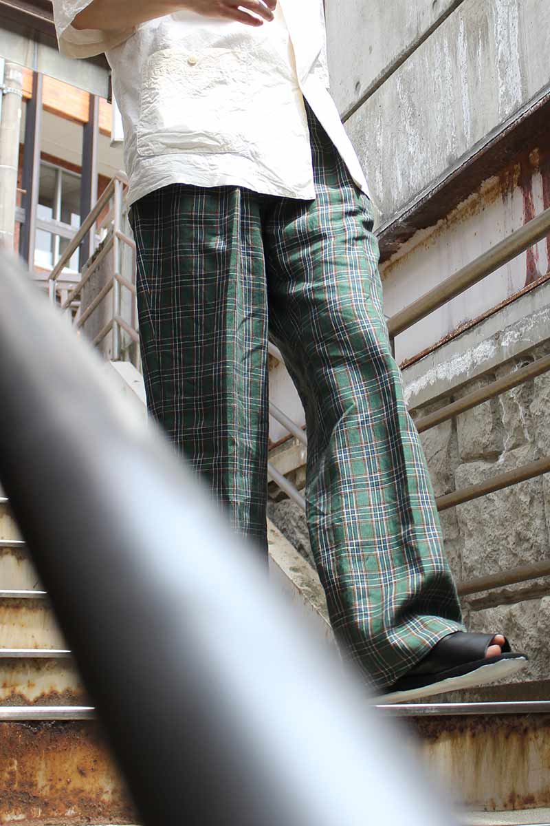 LINEN H CHECK WIDE TYPE1 / GREEN