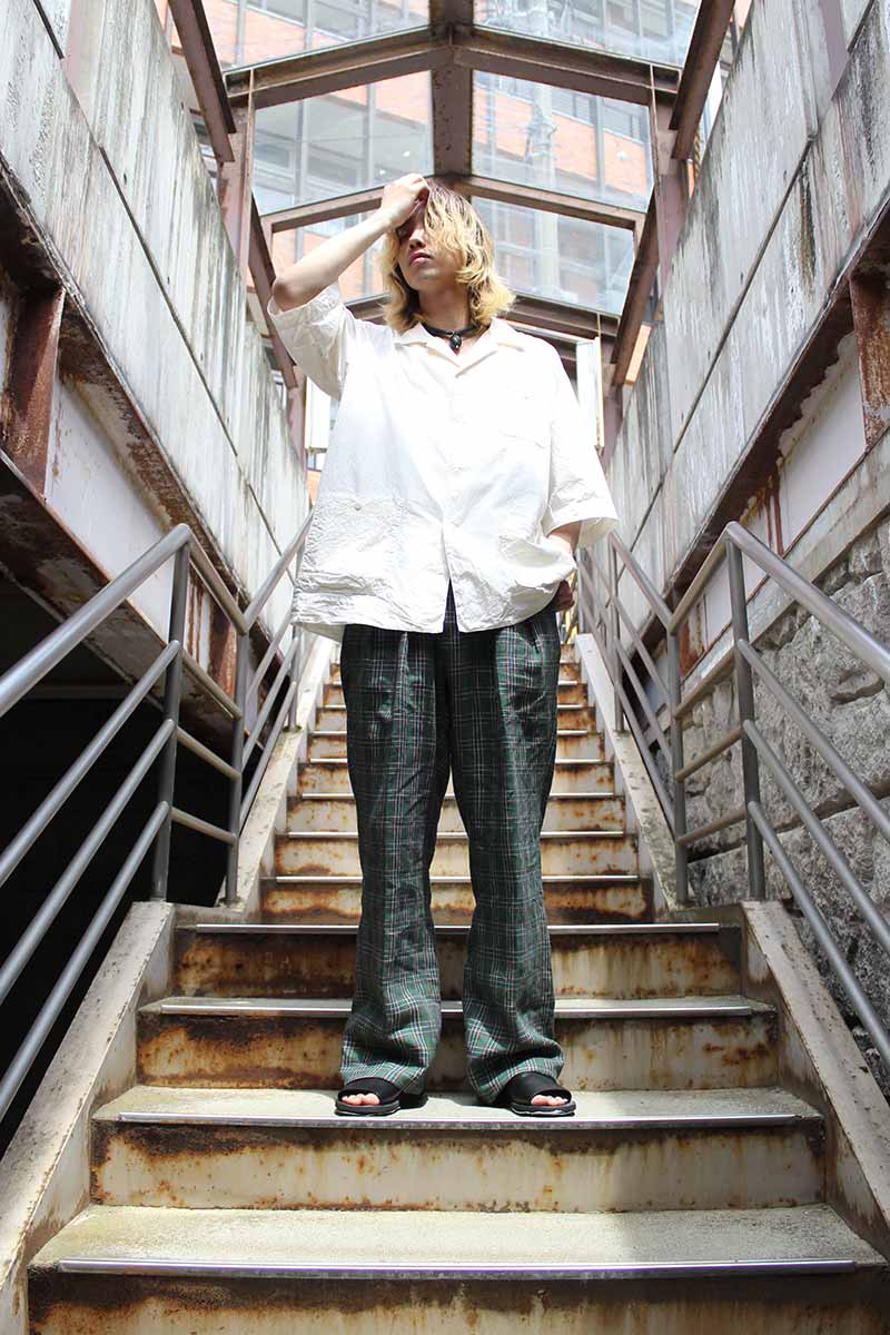 LINEN H CHECK WIDE TYPE1 / GREEN