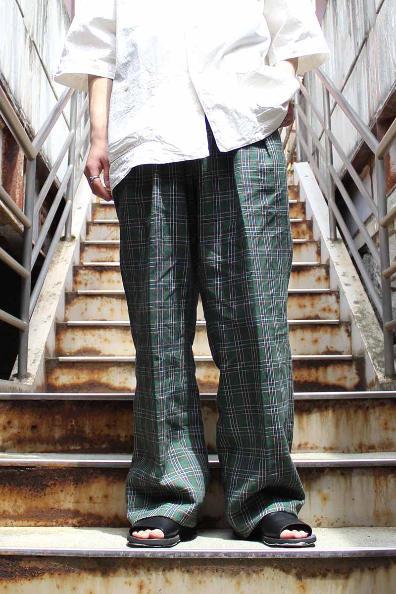 LINEN H CHECK WIDE TYPE1 / GREEN