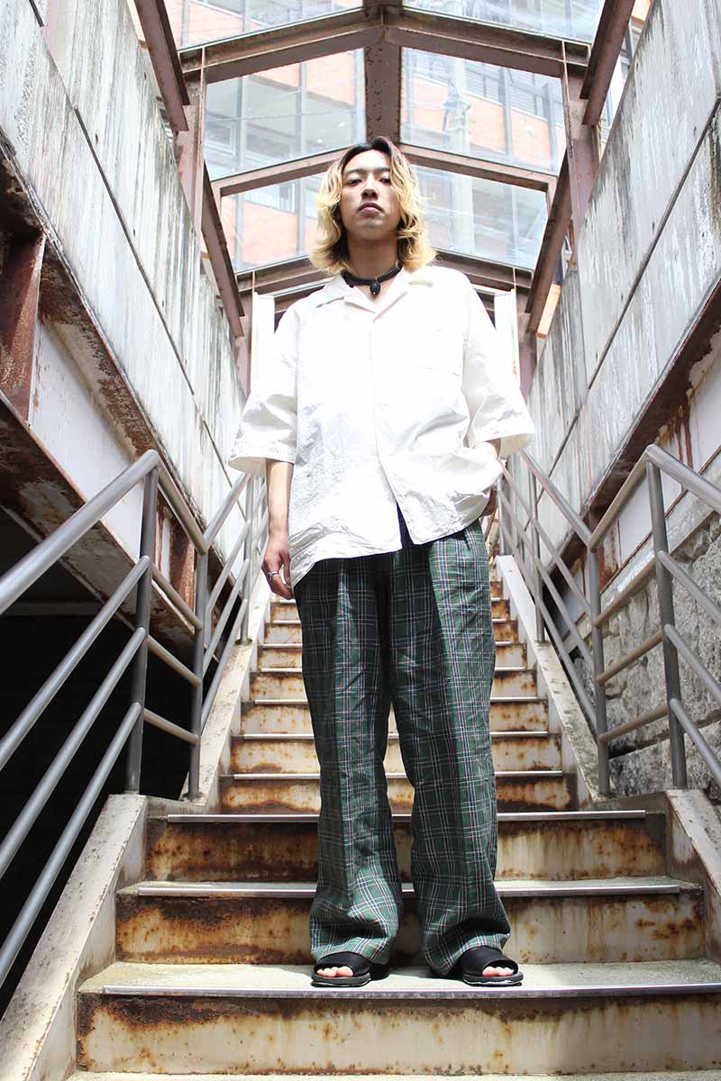 LINEN H CHECK WIDE TYPE1 / GREEN