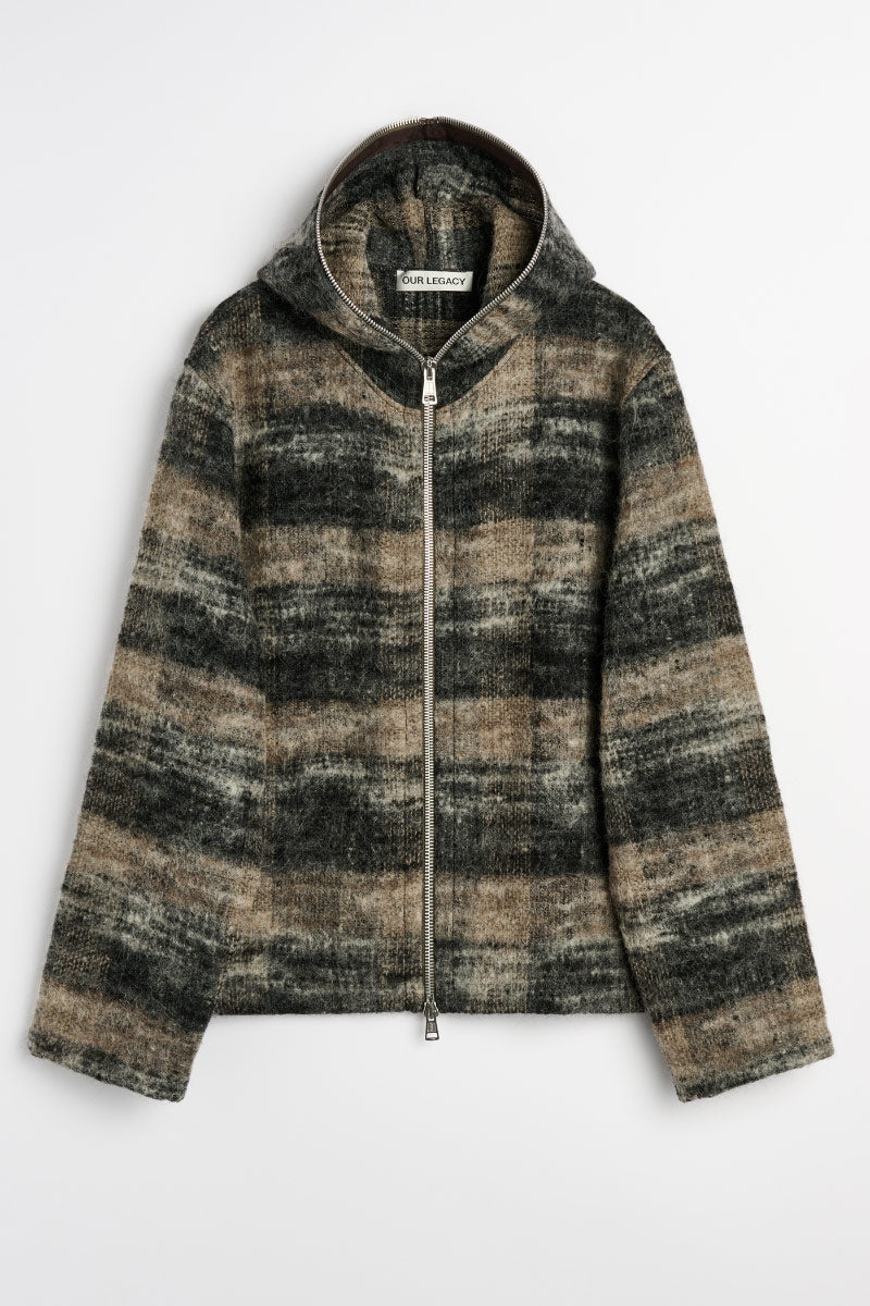 FULL ZIP HOOD / NIGHT WOODS CHECK LOFT WOOL [Scheduled for 26AW arrival]
