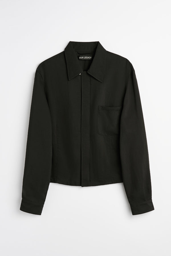 SIFT ZIP SHIRT / ASHEN BLACK WARMTH VISCOSE [Scheduled for 26AW arrival]
