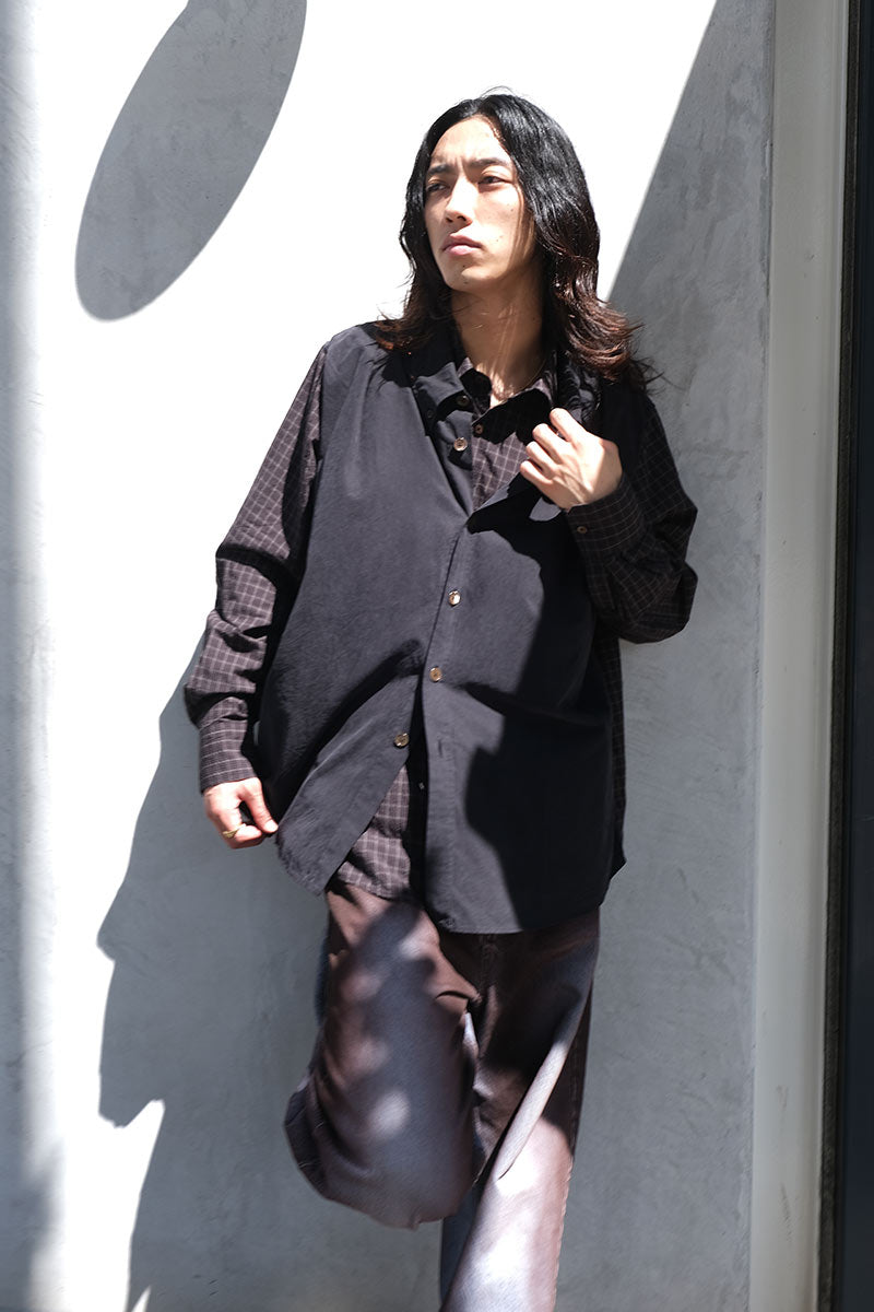 DOUBLE BORROWED SHIRT / BLACK FAUX LUMBERJACK CHECK [20%OFF]