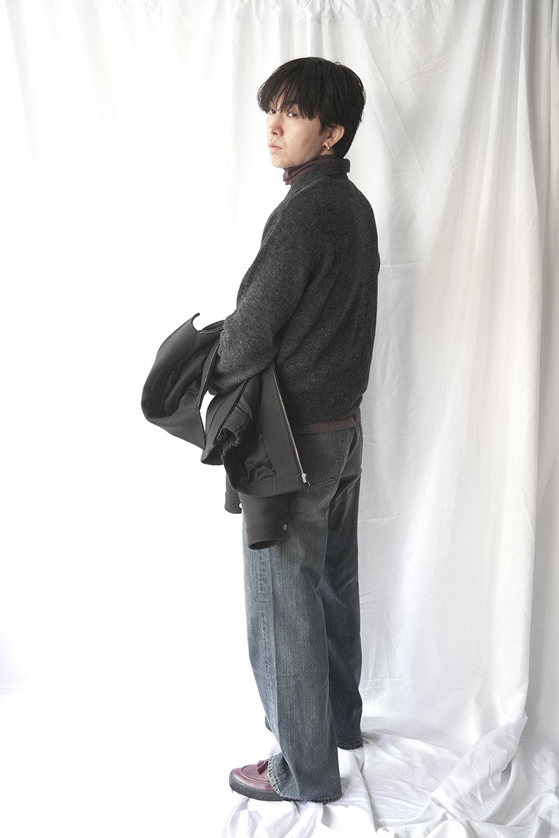EVENING POLO / CHARCOAL MELANGE FUZZY ALPACA