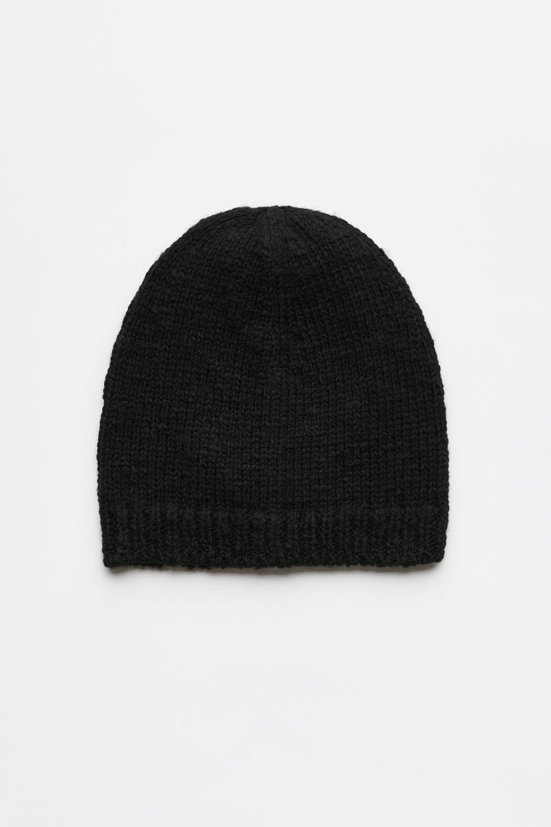 CLASSIC BEANIE / SLUB TWISTED BLACK WOOL [Scheduled for Winter 2026/2027 Arrival]