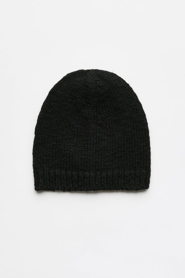 CLASSIC BEANIE / SLUB TWISTED BLACK WOOL
