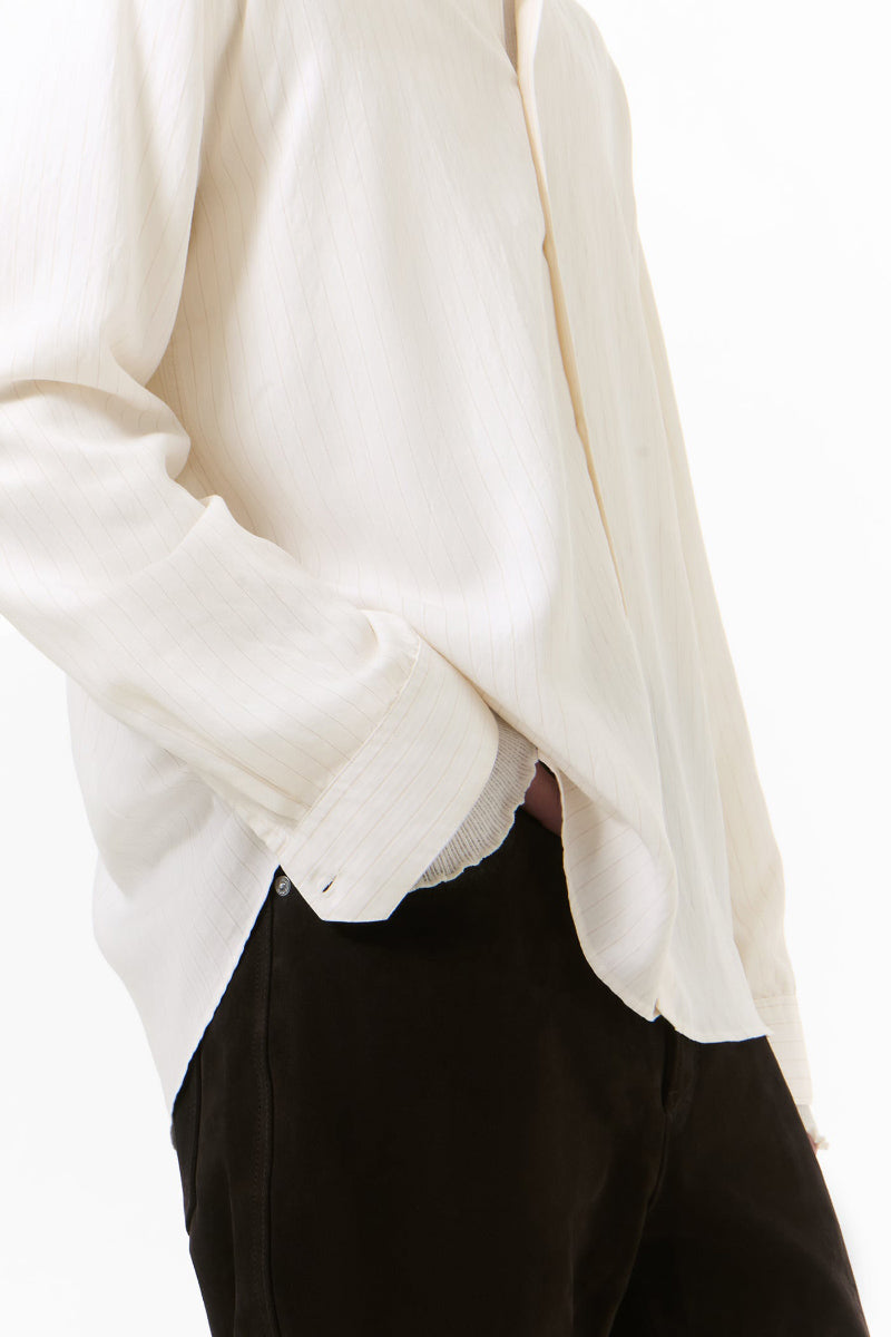 BEYOND SHIRT / CREAM STRIPE CEREMON VISCOSE [Scheduled for Autumn/Winter 2026 arrival]