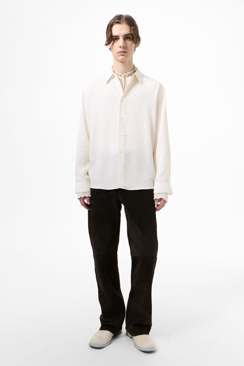 BEYOND SHIRT / CREAM STRIPE CEREMON VISCOSE [Scheduled for Autumn/Winter 2026 arrival]