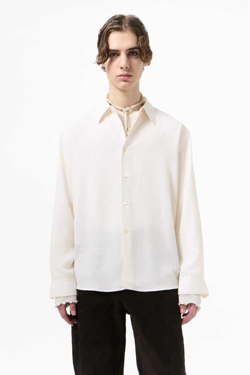 BEYOND SHIRT / CREAM STRIPE CEREMON VISCOSE [Scheduled for Autumn/Winter 2026 arrival]