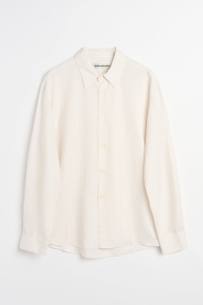 BEYOND SHIRT / CREAM STRIPE CEREMON VISCOSE [Scheduled for Autumn/Winter 2026 arrival]