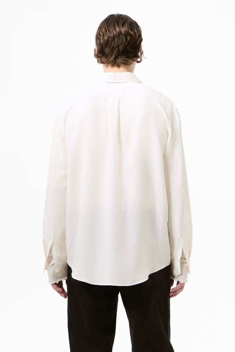BEYOND SHIRT / CREAM STRIPE CEREMON VISCOSE [Scheduled for Autumn/Winter 2026 arrival]