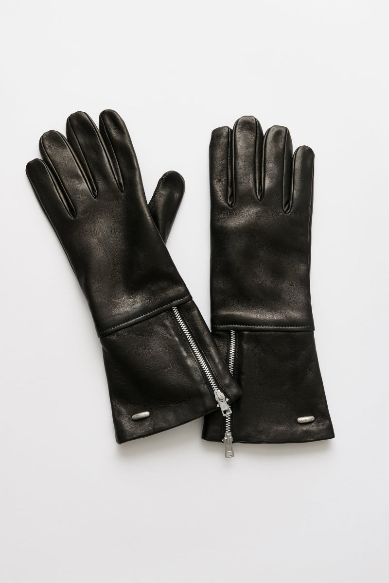 ZIPPED GLOVE / BLACK NAPPA