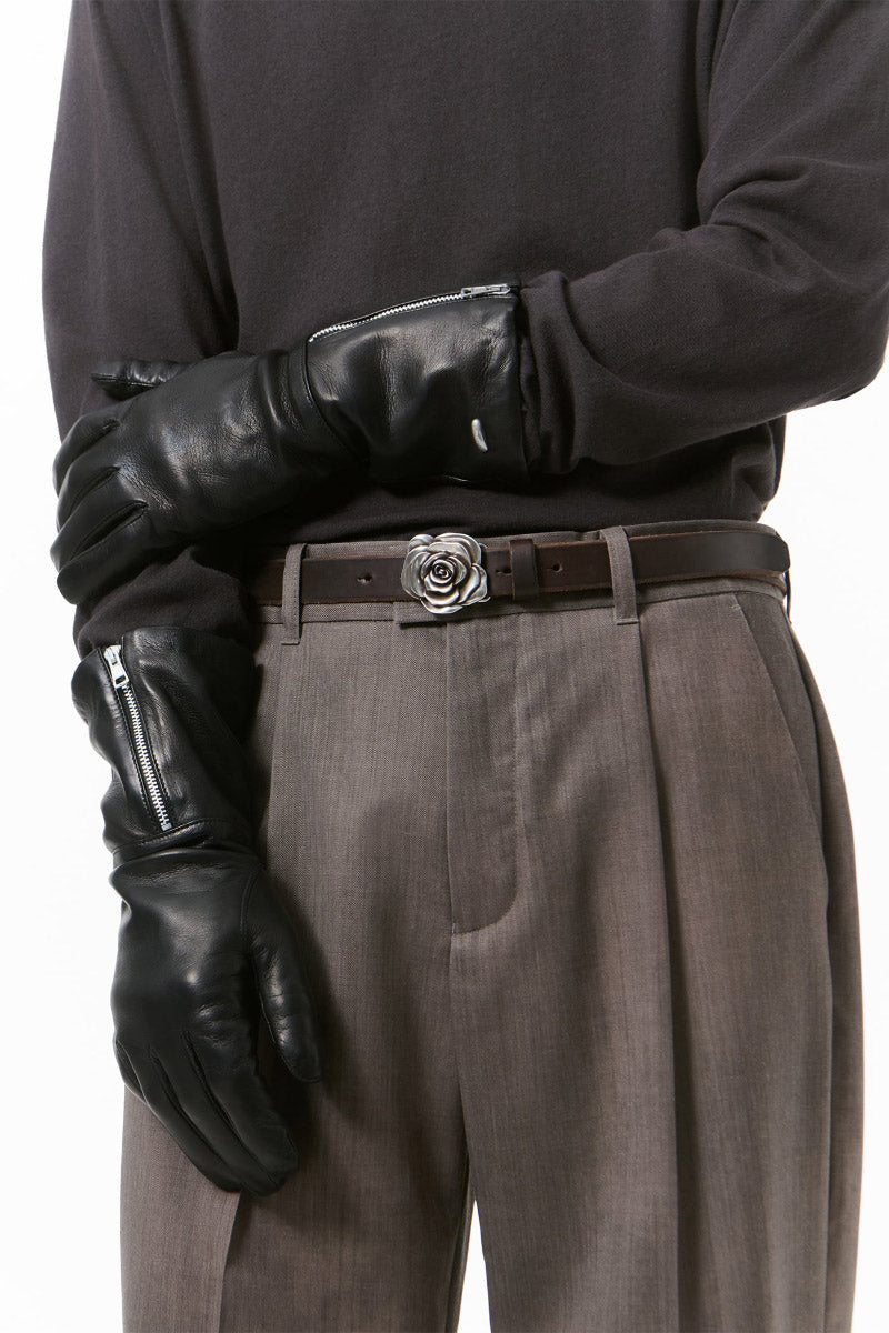 ZIPPED GLOVE / BLACK NAPPA