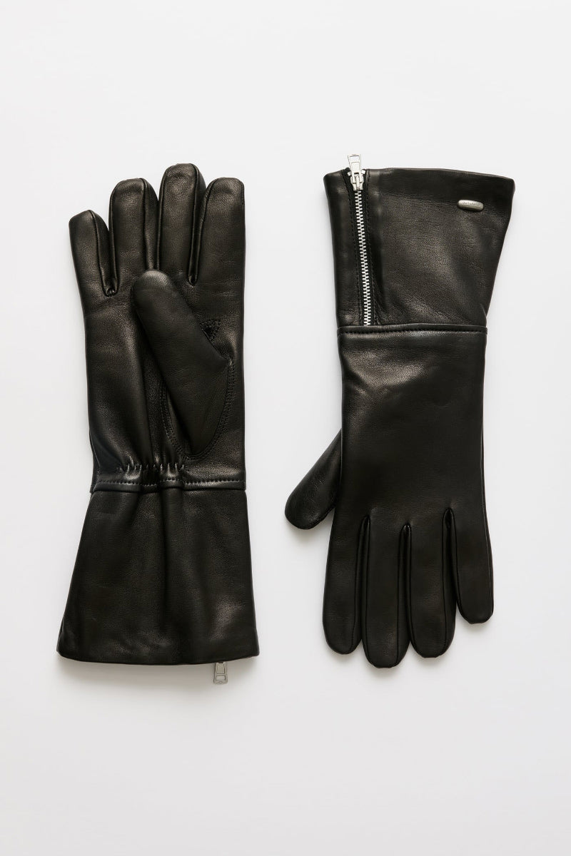 ZIPPED GLOVE / BLACK NAPPA