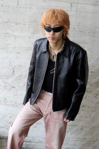 MINI JACKET / TOP DYED BLACK LEATHER