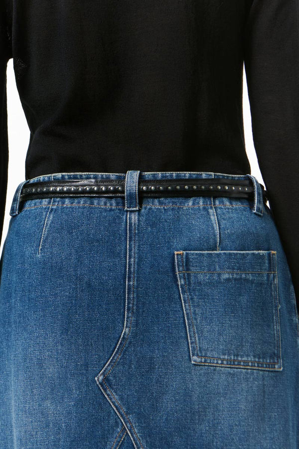 2CM BULLET CHAIN BELT / BLACK LEATHER [26AW Arrival]