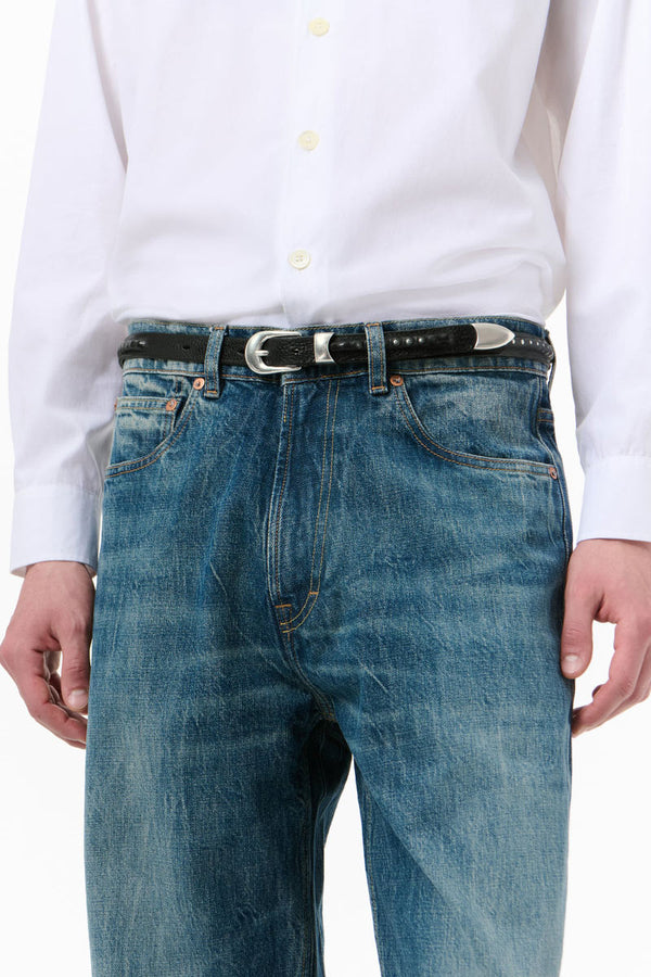 2CM BULLET CHAIN BELT / BLACK LEATHER [26AW Arrival]