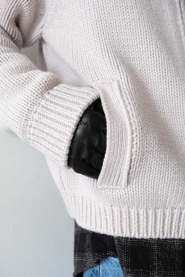 ULTRA ZIP CARDIGAN / BONE LOW TWIST MERINO [20%OFF]