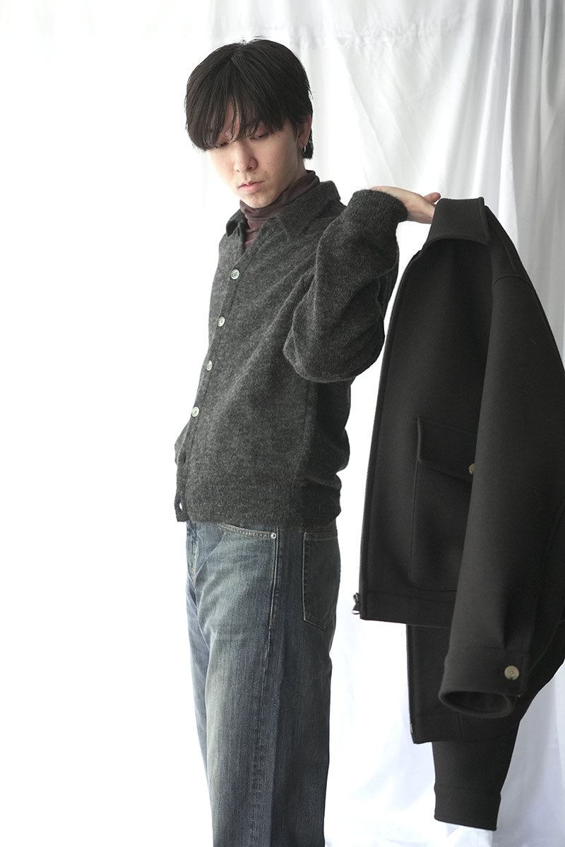 トップス our legacy evening polo 44 22aw OUR LEGACY | EVENING POLO / CHARCOAL MELANGE FUZZY ALPACA