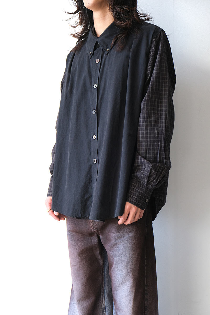 DOUBLE BORROWED SHIRT / BLACK FAUX LUMBERJACK CHECK [20%OFF]