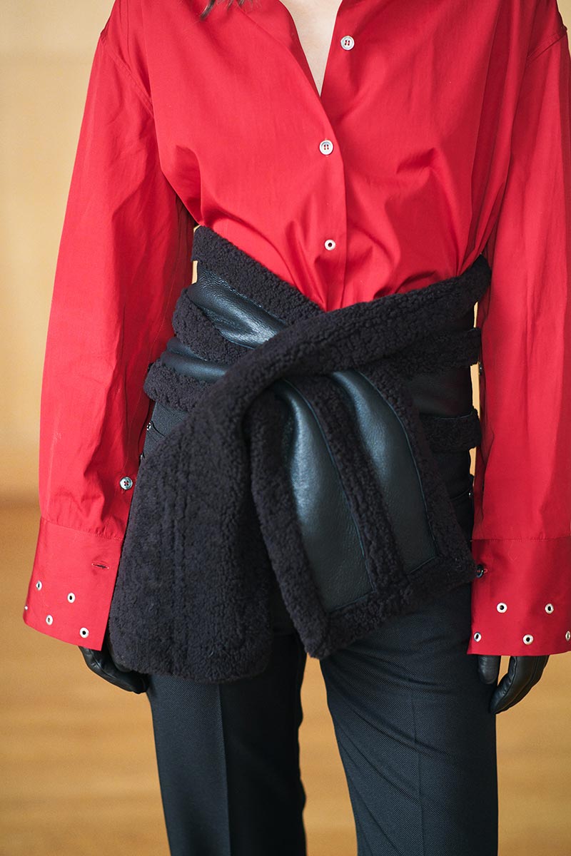 BLIZZARD SCARF / DARK BROWN AVIATOR SHEARLING [20%OFF]