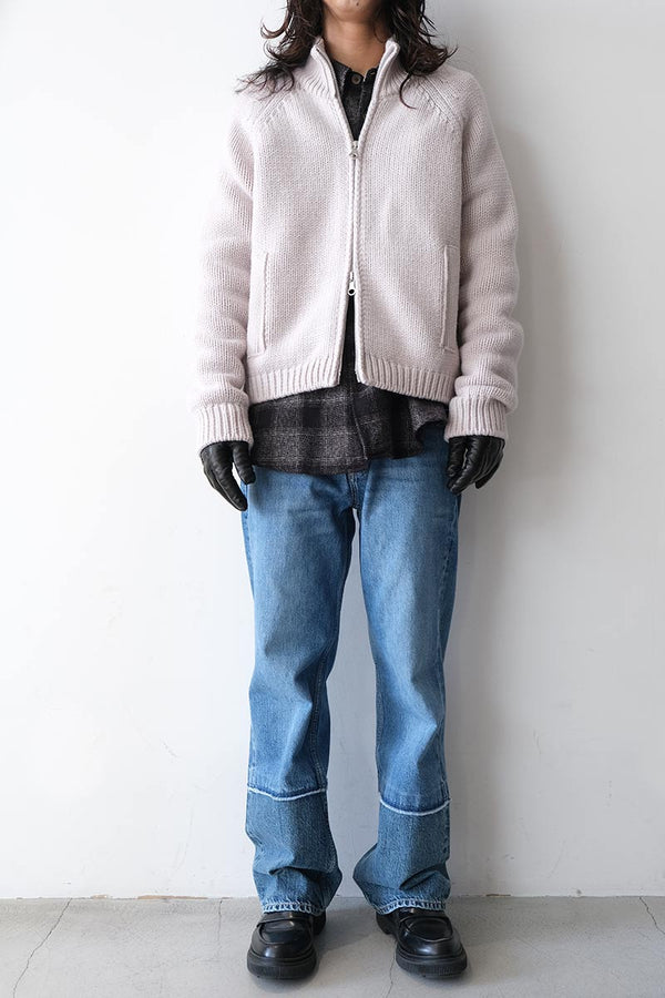 ULTRA ZIP CARDIGAN / BONE LOW TWIST MERINO [20%OFF]