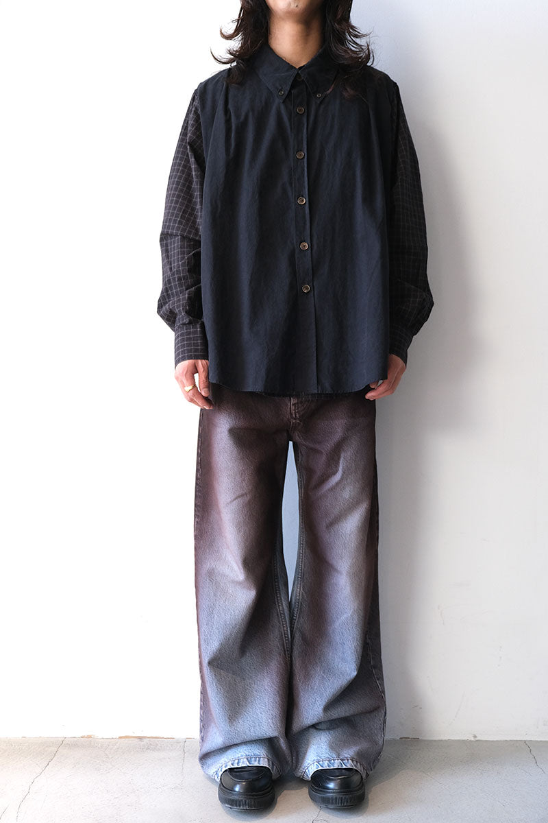 DOUBLE BORROWED SHIRT / BLACK FAUX LUMBERJACK CHECK [20%OFF]