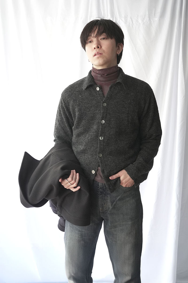 OUR LEGACY | EVENING POLO / CHARCOAL MELANGE FUZZY ALPACA