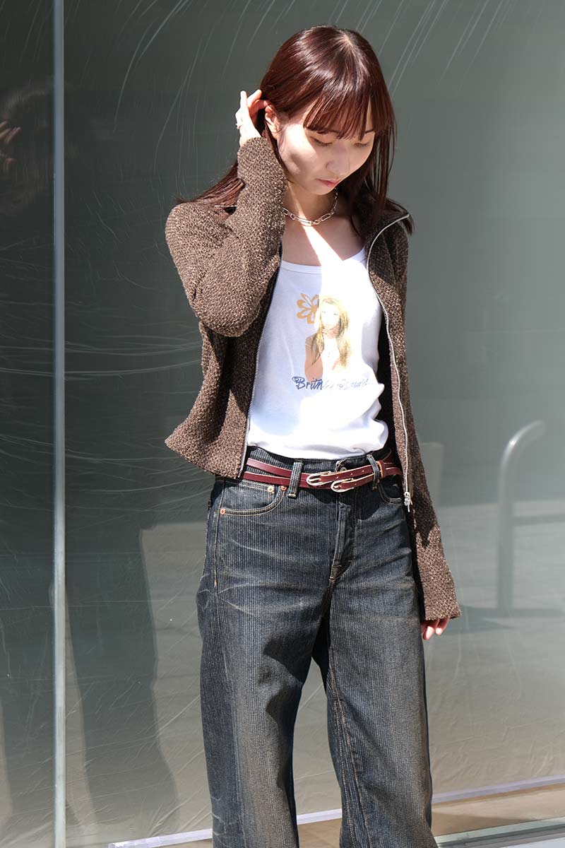 SLIM ZIP LONGSLEEVE / BROWN SPARSE BUCKLE WEAVE [20%OFF]