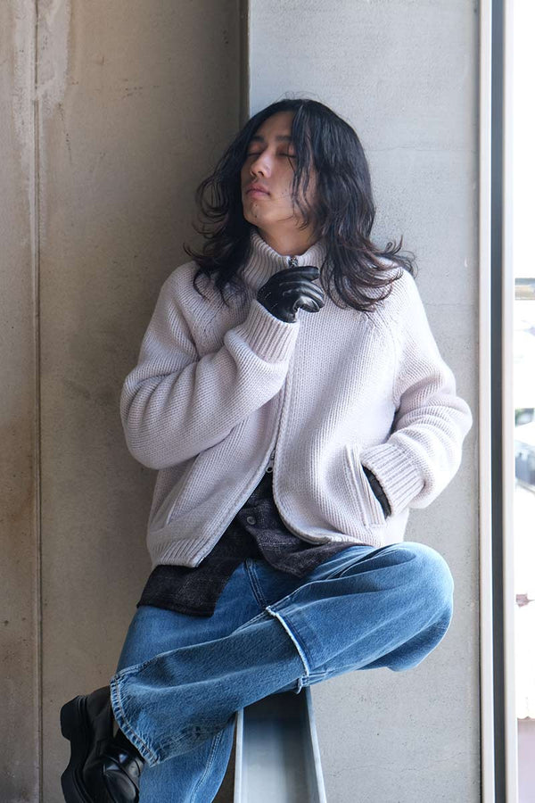 ULTRA ZIP CARDIGAN / BONE LOW TWIST MERINO [20%OFF]