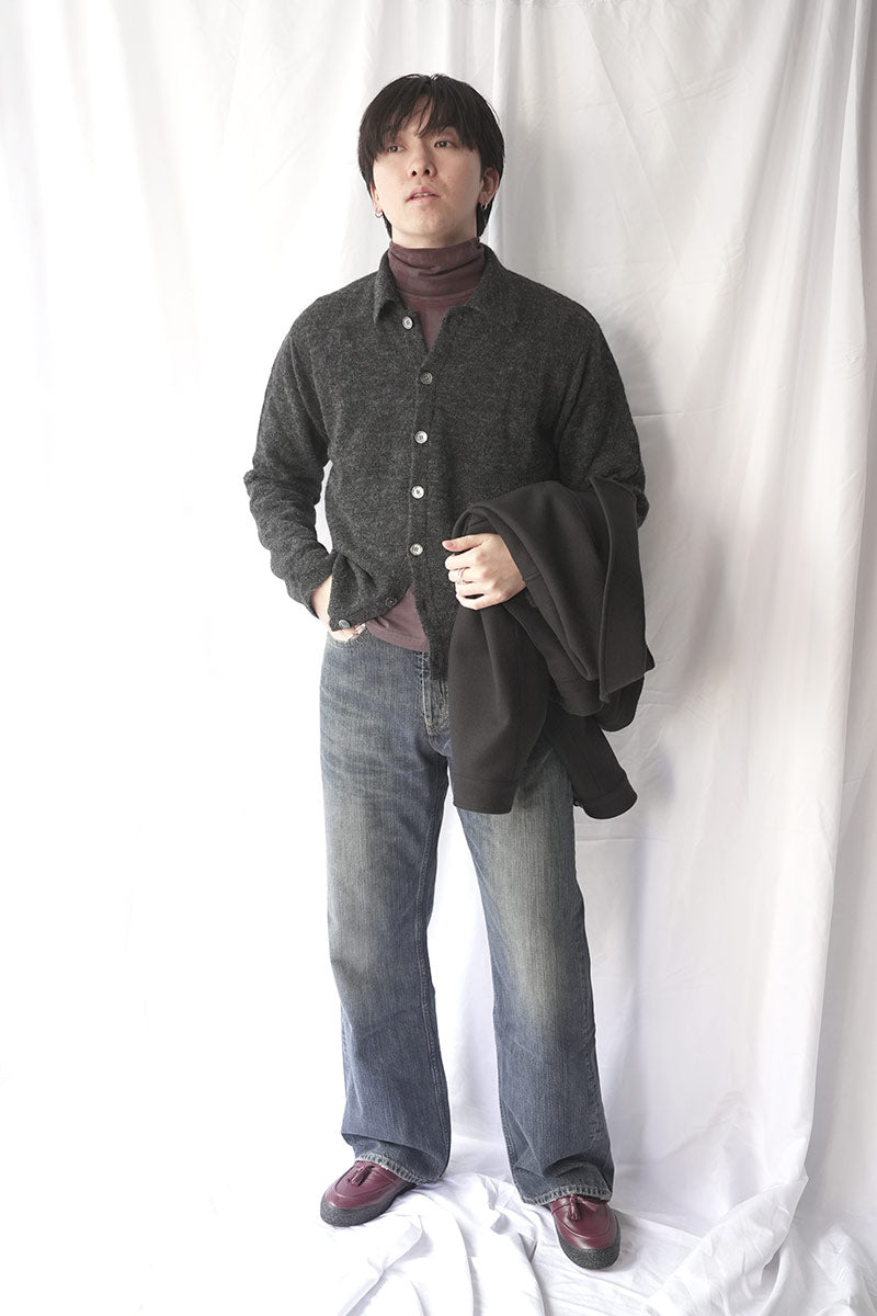 OUR LEGACY | EVENING POLO / CHARCOAL MELANGE FUZZY ALPACA