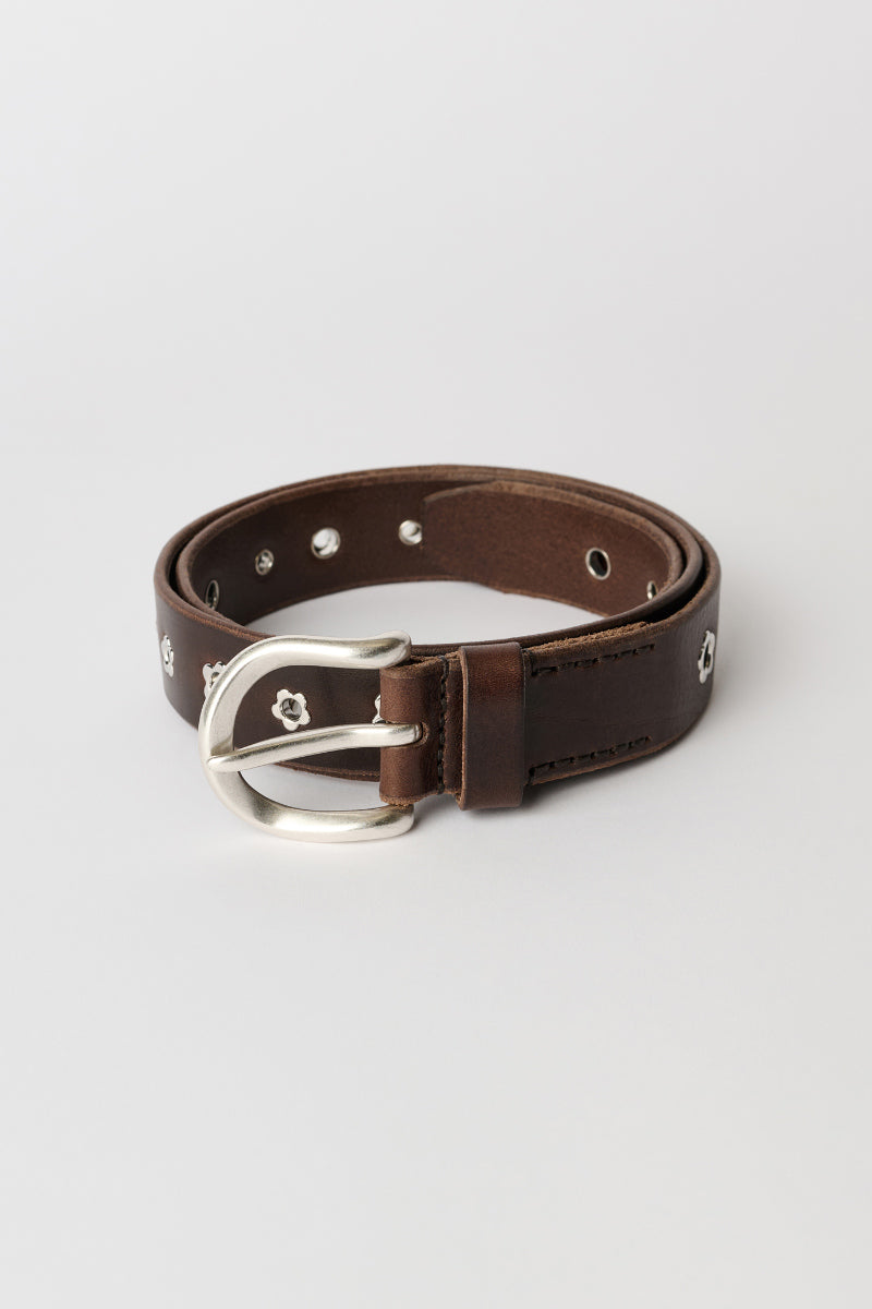 3.5 CM FLOWER BELT / MHOGANY GLOSSY BULLHIDE[26AW入荷予定]