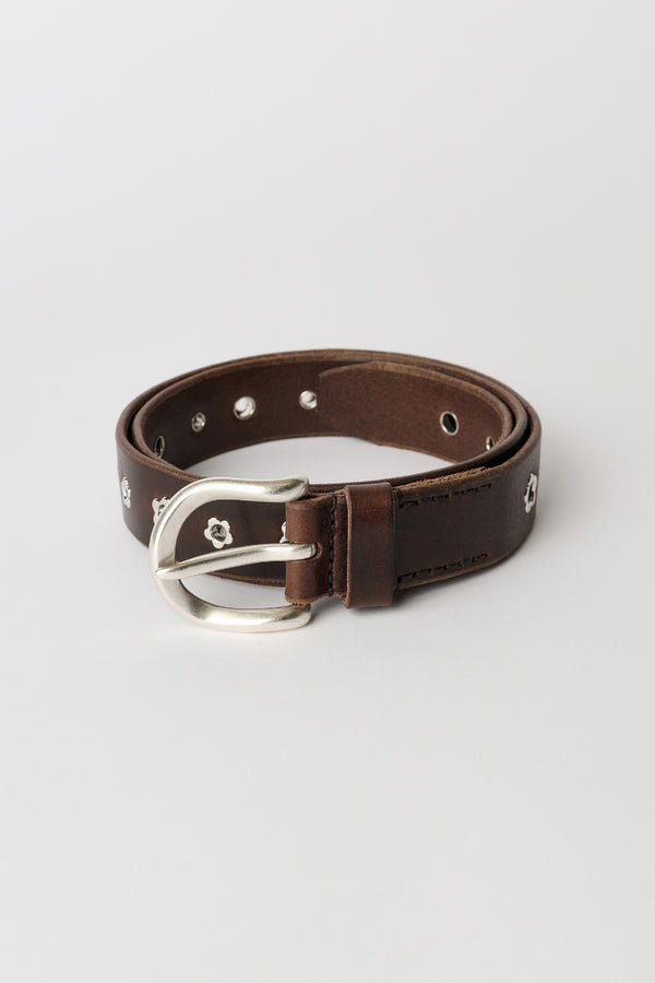 3.5 CM FLOWER BELT / MHOGANY GLOSSY BULLHIDE[26AW入荷予定]