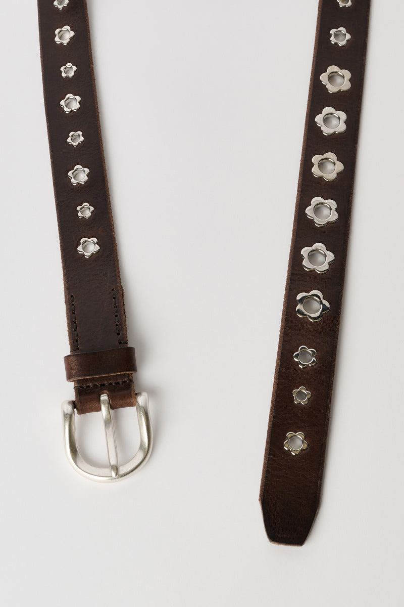 3.5 CM FLOWER BELT / MHOGANY GLOSSY BULLHIDE[26AW入荷予定]