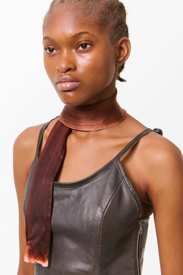 LONG HAIR SCARF / BRUNETTE SILK SATIN
